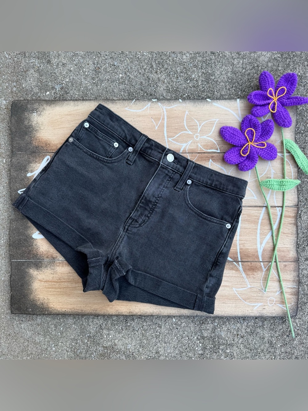 Madewell Black Jean Shorts Size 26 - High-Rise Denim Shorts